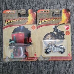 Matchbox Indiana Jones Red Tuk Tuk and Silver Motorcycle Set